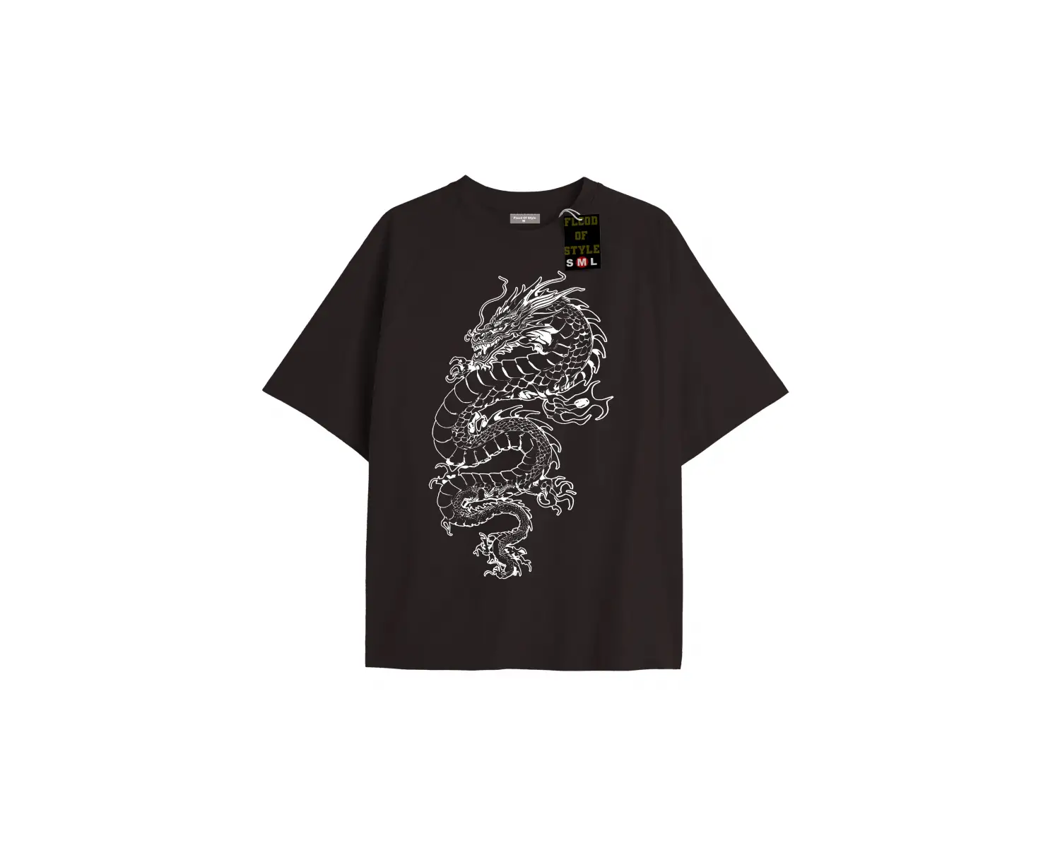 Beyaz Oversize T-shirt ejdarha Özel tasarım