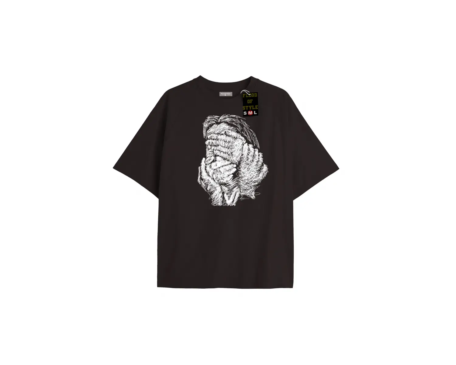 Beyaz Oversize T-shirt el yüz tasarımı Özel tasarım