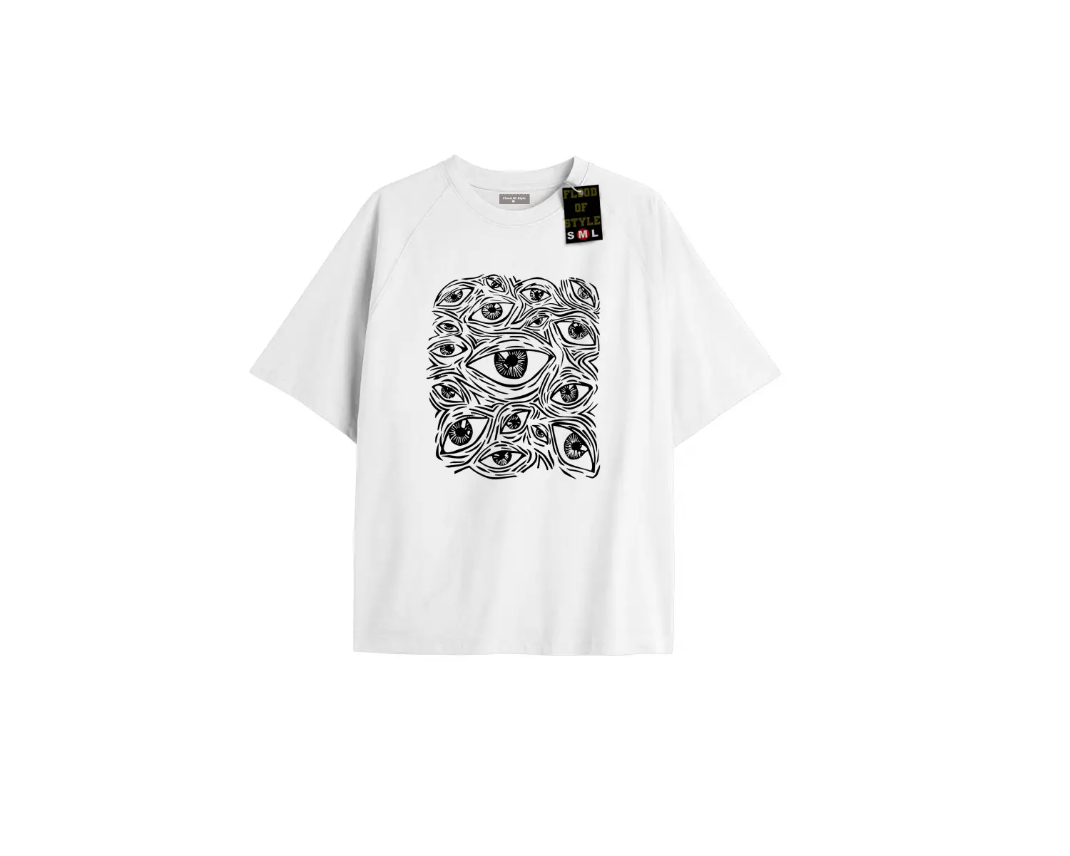 Beyaz Oversize T-shirt gözler Özel tasarım