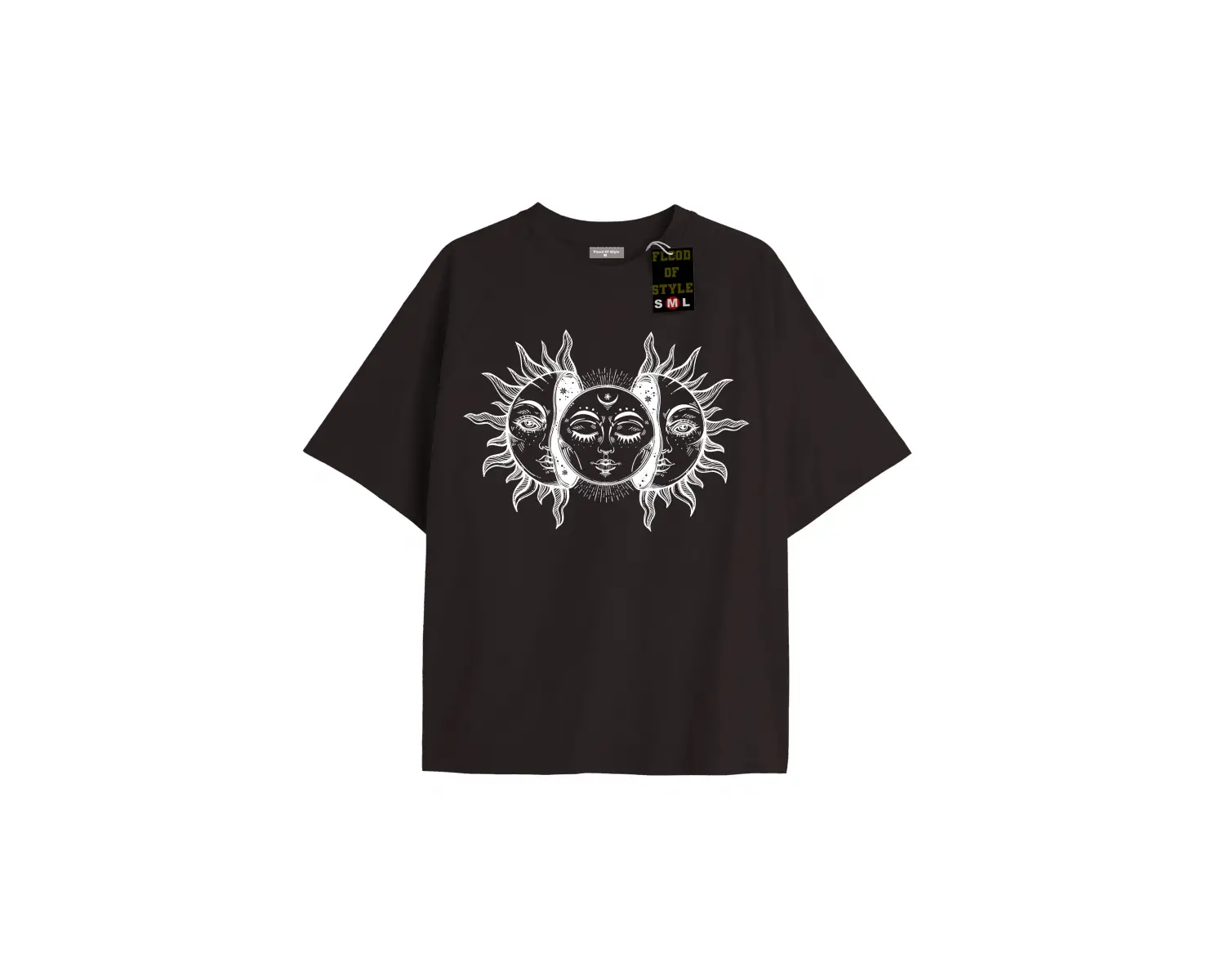 Beyaz Oversize T-shirt güneş ay Özel tasarım