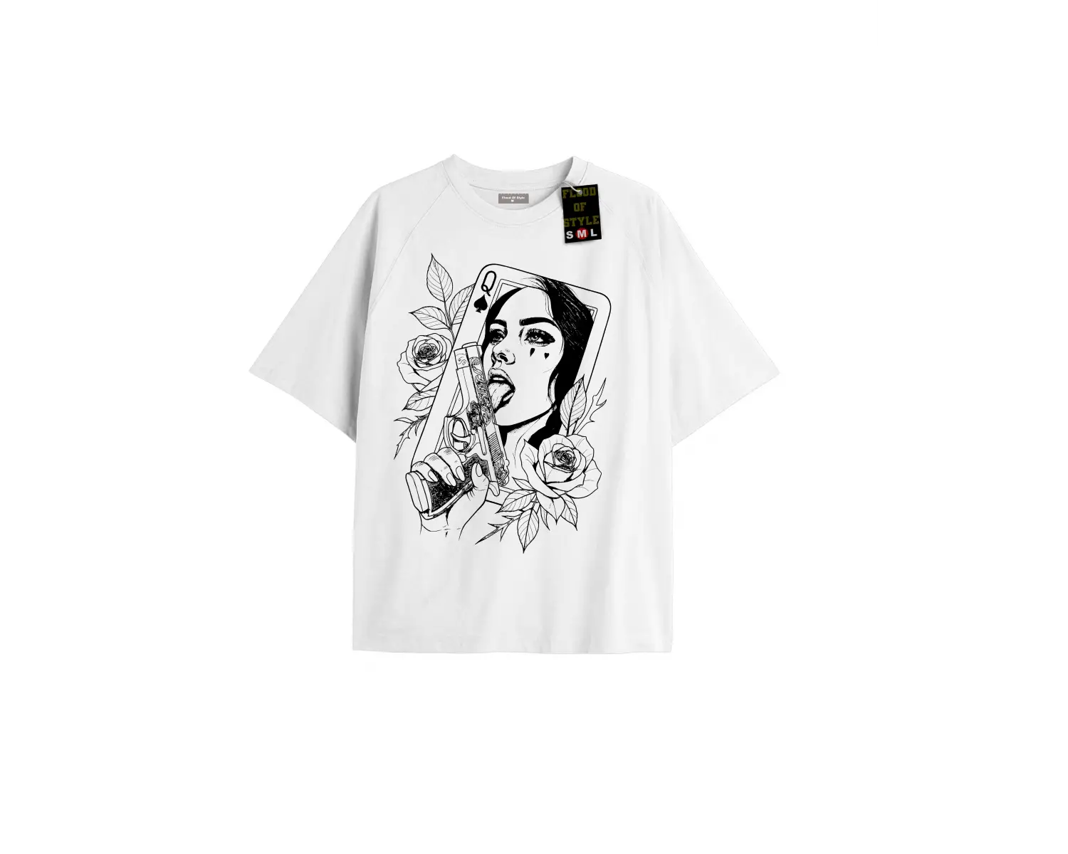 Beyaz Oversize T-shirt kadın çiçek gözyaşı Özel tasarım