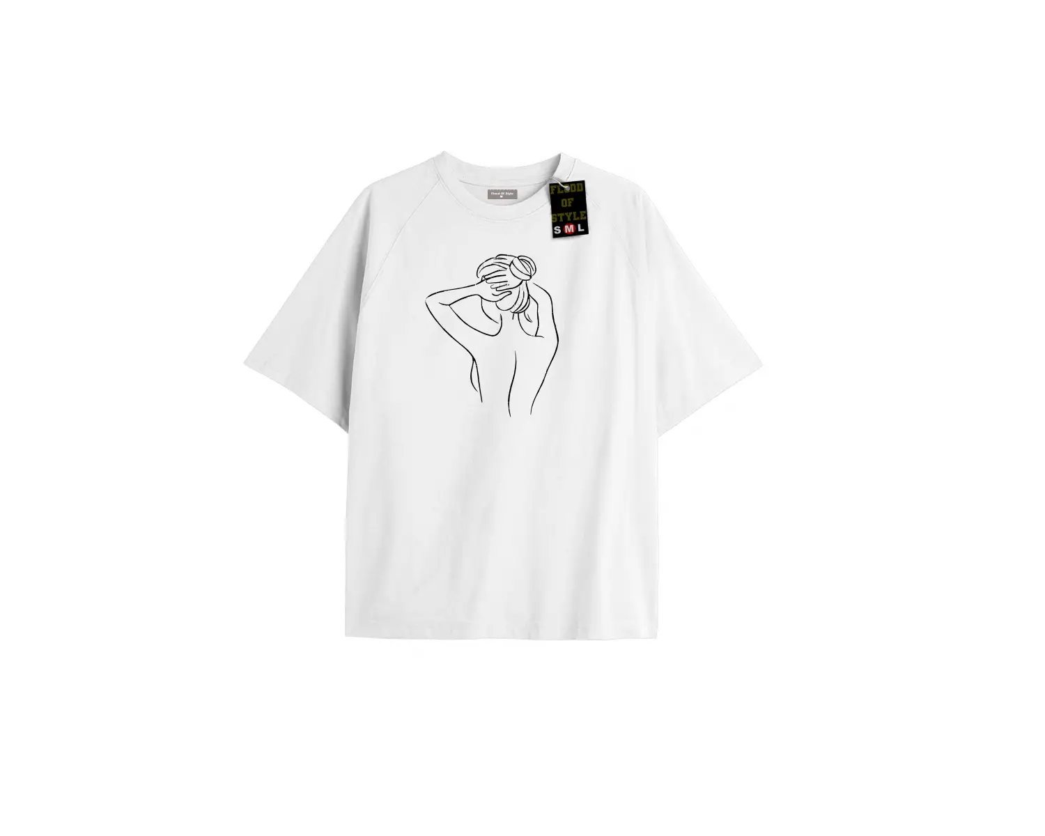 Beyaz Oversize T-shirt kadın çizim Özel tasarım