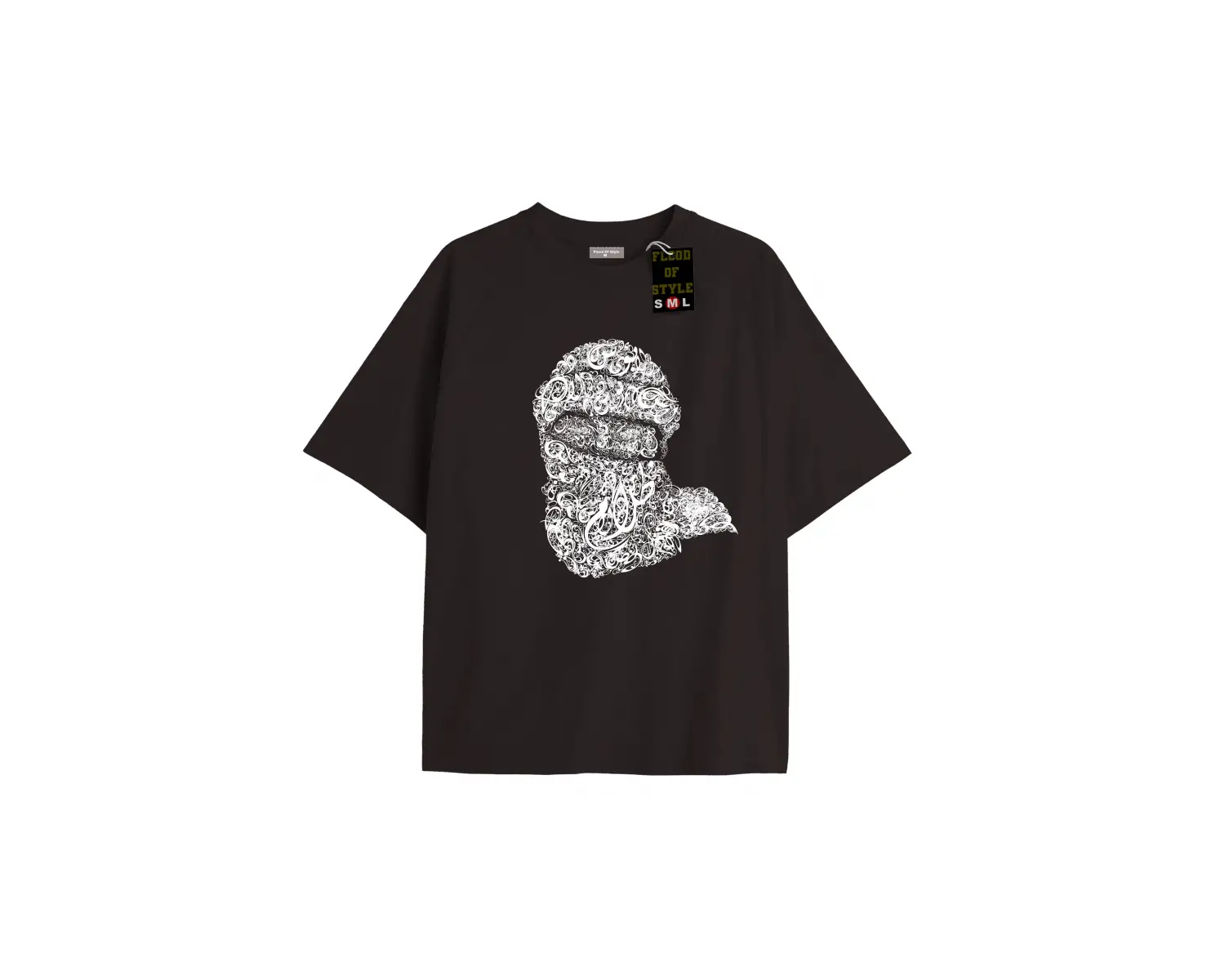 Beyaz Oversize T-shirt kafa şal desen Özel tasarım