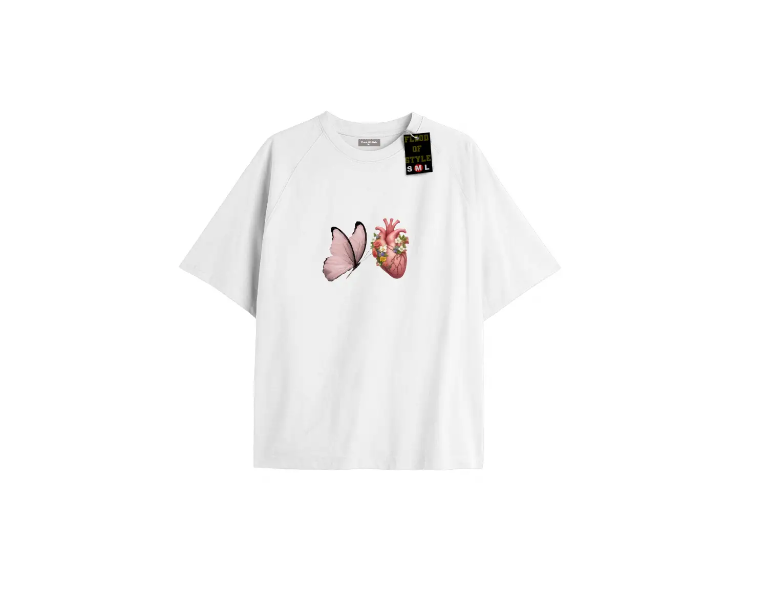 Beyaz Oversize T-shirt kelebek kalpp Özel tasarım