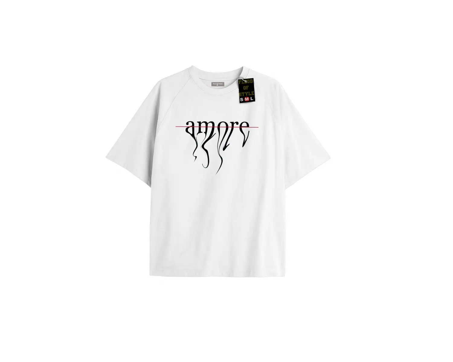 Beyaz Oversize T-shirt kırmızı çizgi Özel tasarım