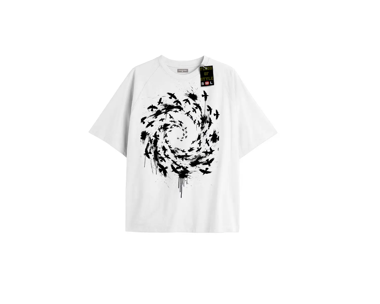 Beyaz Oversize T-shirt kuşlar Özel tasarım