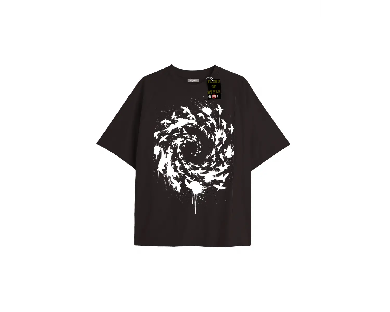 Beyaz Oversize T-shirt kuşlar Özel tasarım