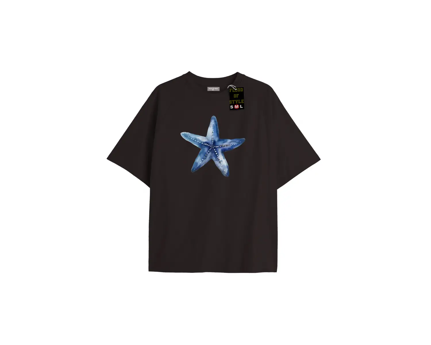 Beyaz Oversize T-shirt mavi Özel tasarım