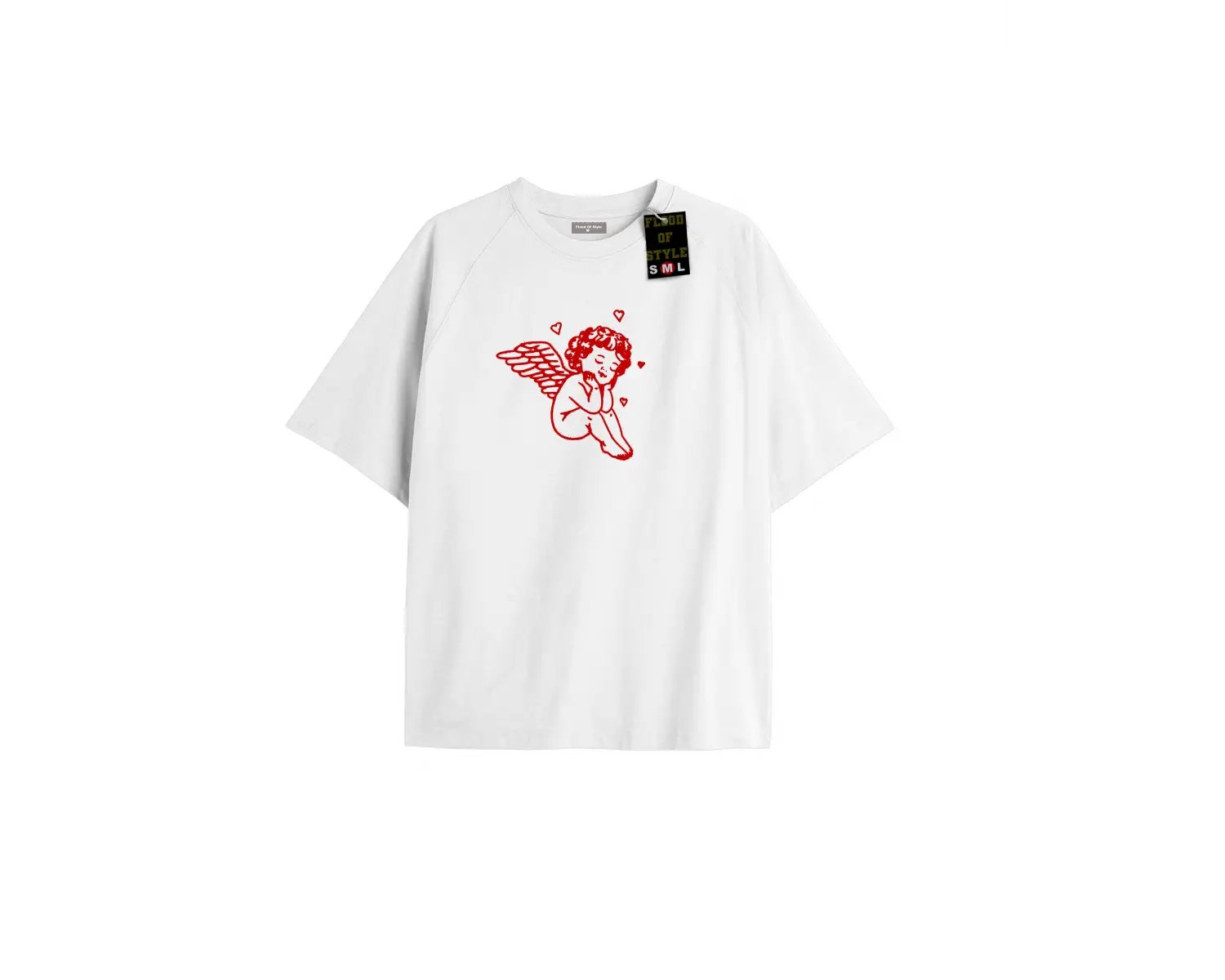 Beyaz Oversize T-shirt melek çocuk Özel tasarım