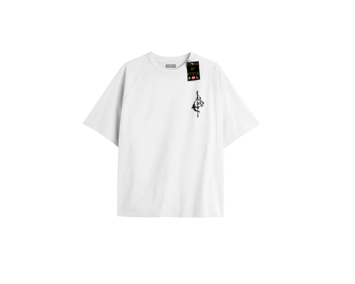 Beyaz Oversize T-shirt minimal balık Özel tasarım