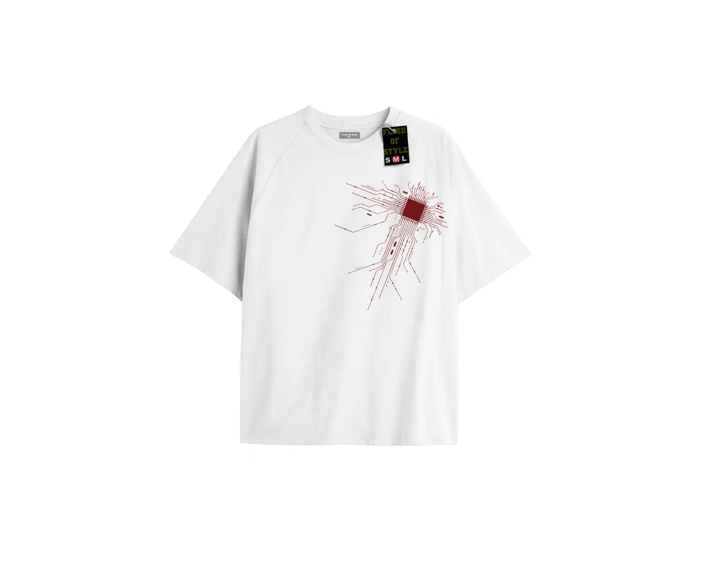 Beyaz Oversize T-shirt minimal çizgiler Özel tasarım