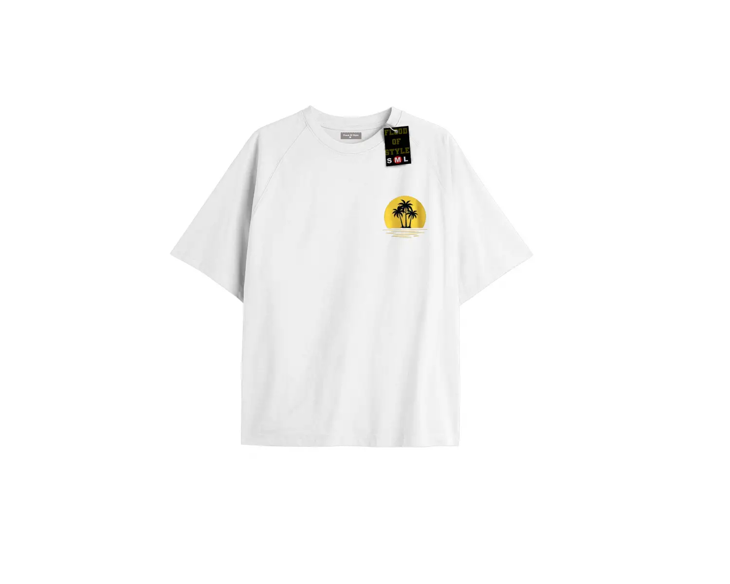 Beyaz Oversize T-shirt minimal güneş ağaç Özel tasarım