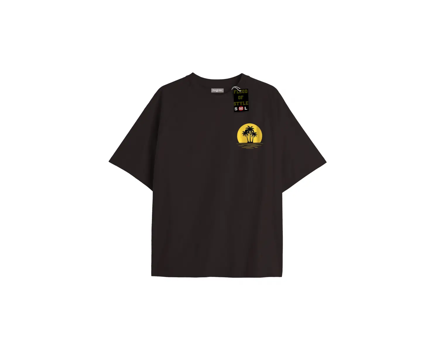 Beyaz Oversize T-shirt minimal güneş ağaç Özel tasarım