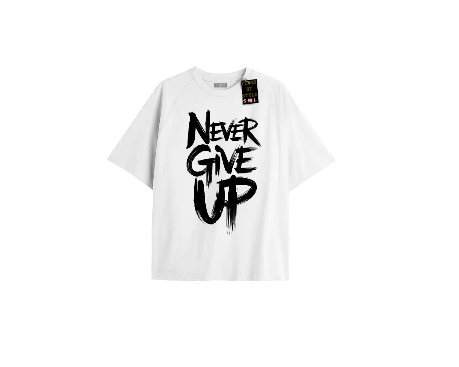 Beyaz Oversize T-shirt nevergiveup Özel tasarım