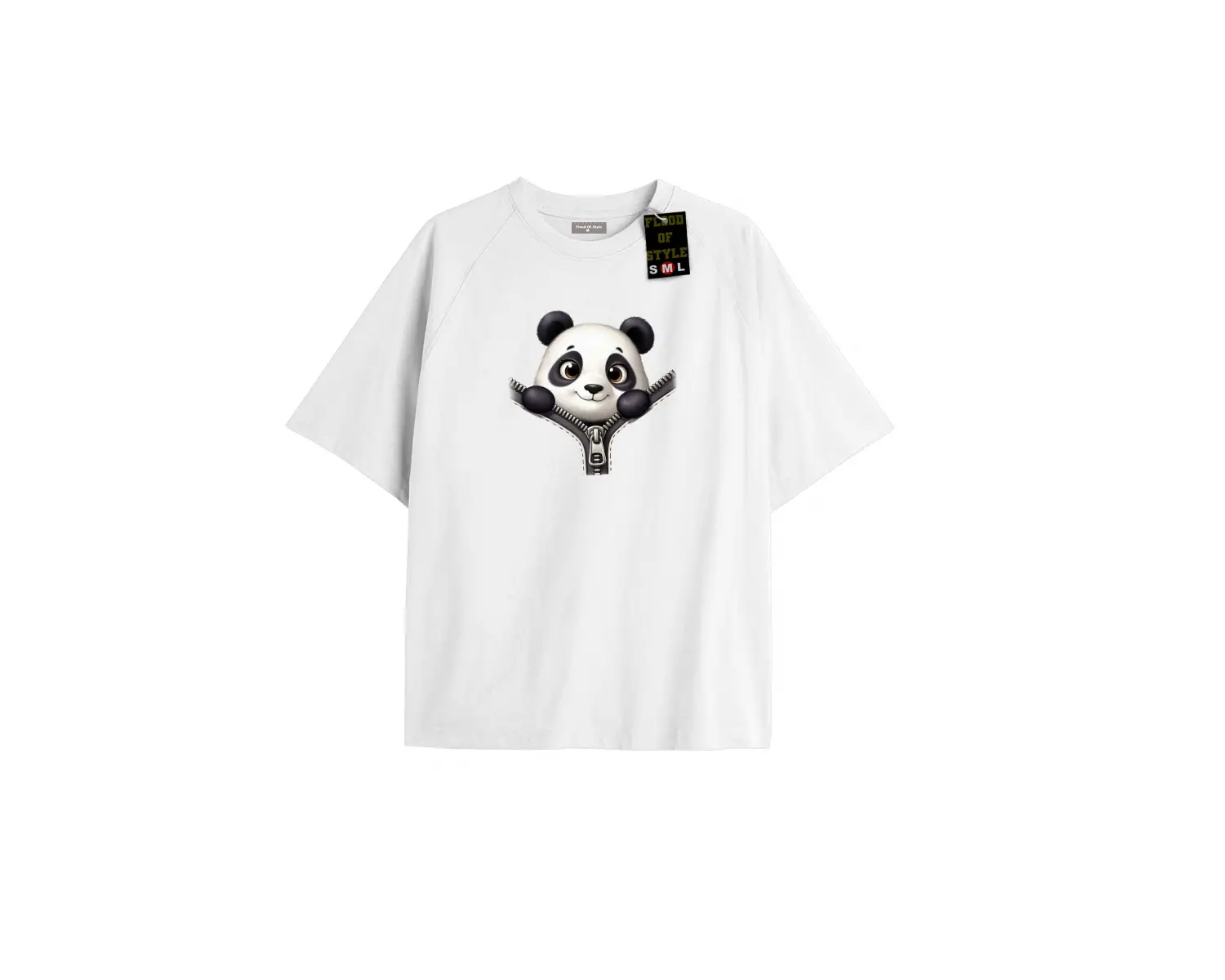 Beyaz Oversize T-shirt panda Özel tasarım