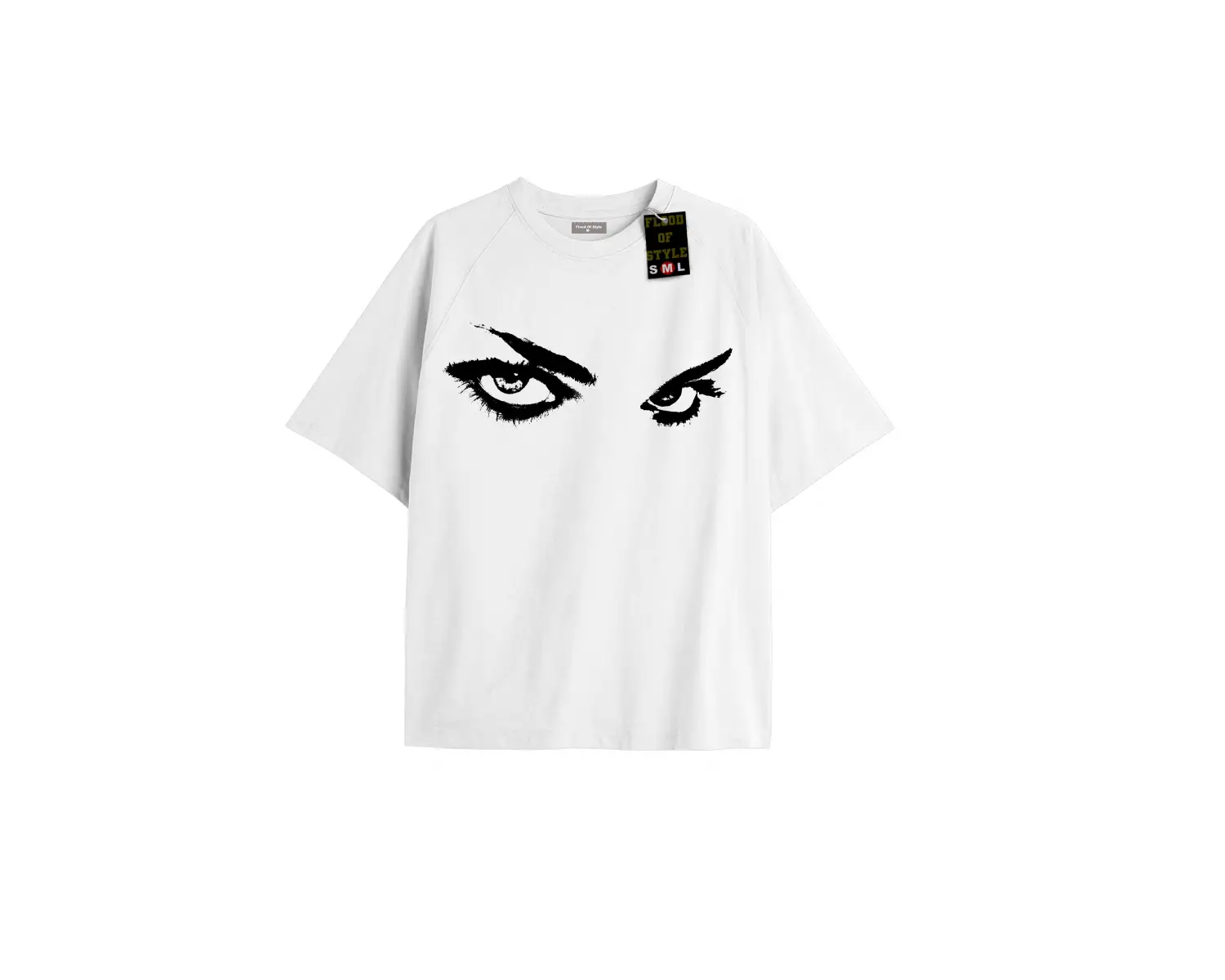 Beyaz Oversize T-shirt sert bakış göz Özel tasarım