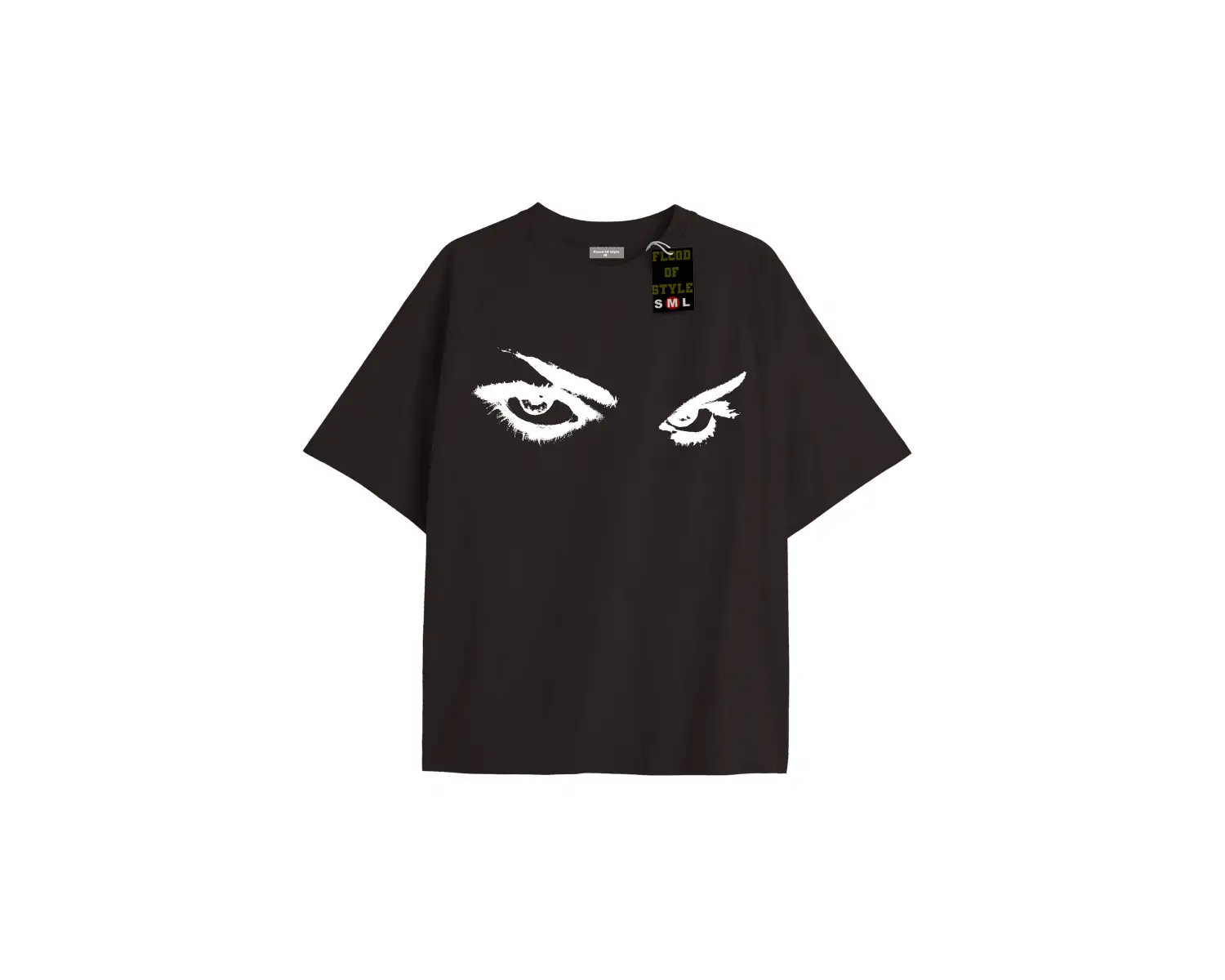 Beyaz Oversize T-shirt sert bakış göz Özel tasarım