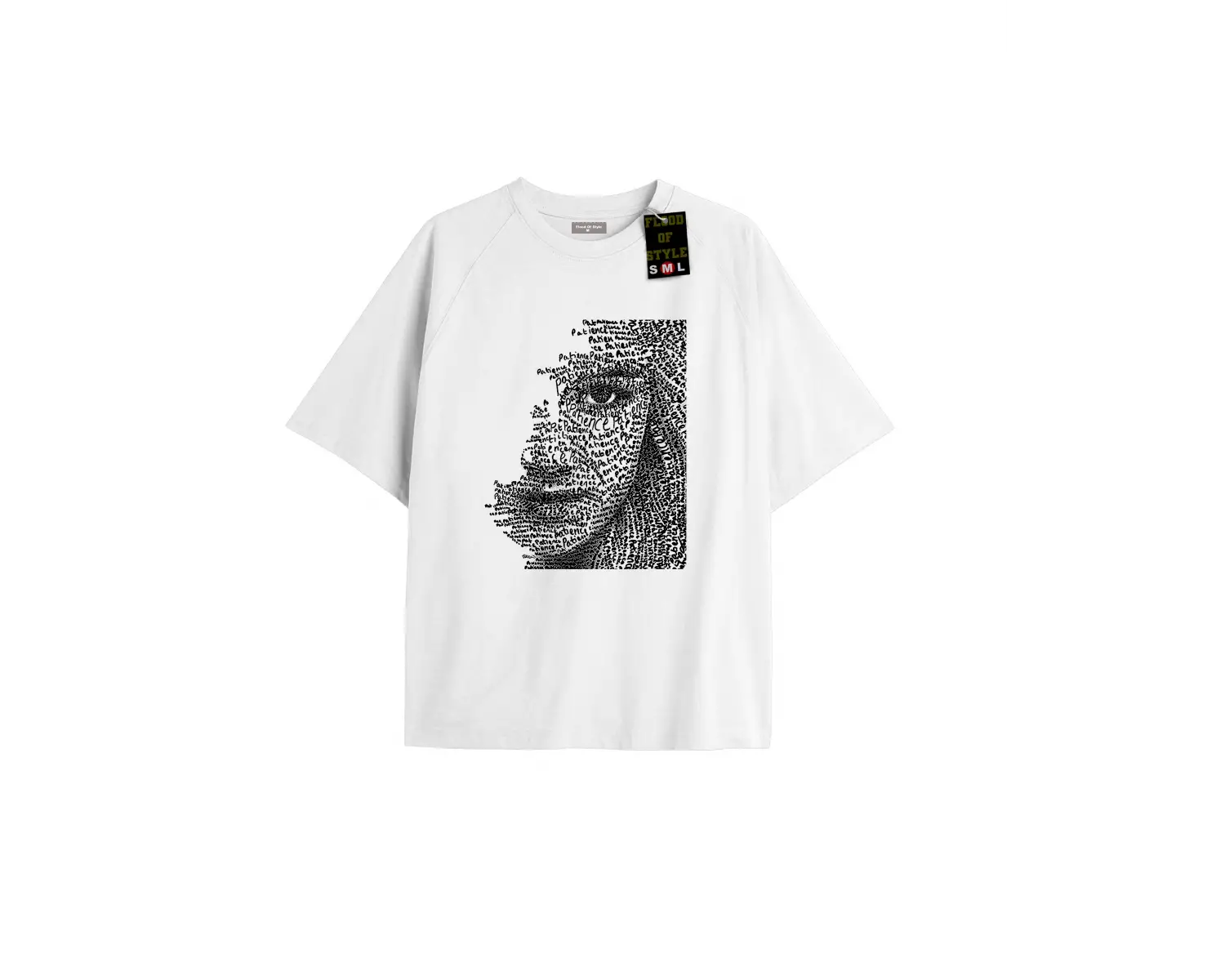 Beyaz Oversize T-shirt yarım yüzz Özel tasarım