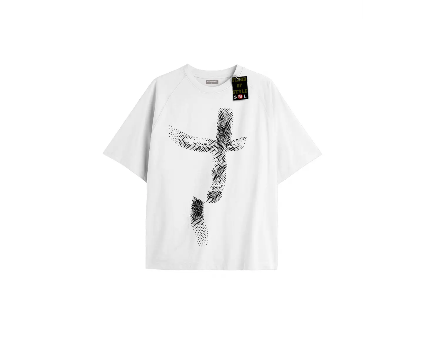 Beyaz Oversize T-shirt yarım yüzz Özel tasarım