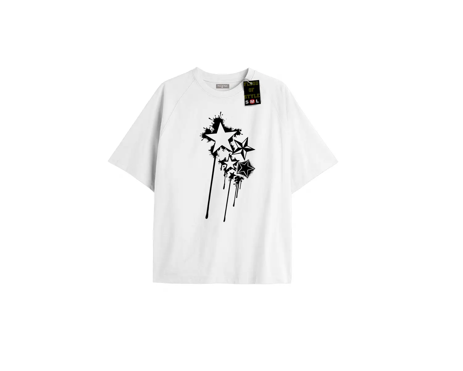 Beyaz Oversize T-shirt yıldız Özel tasarım