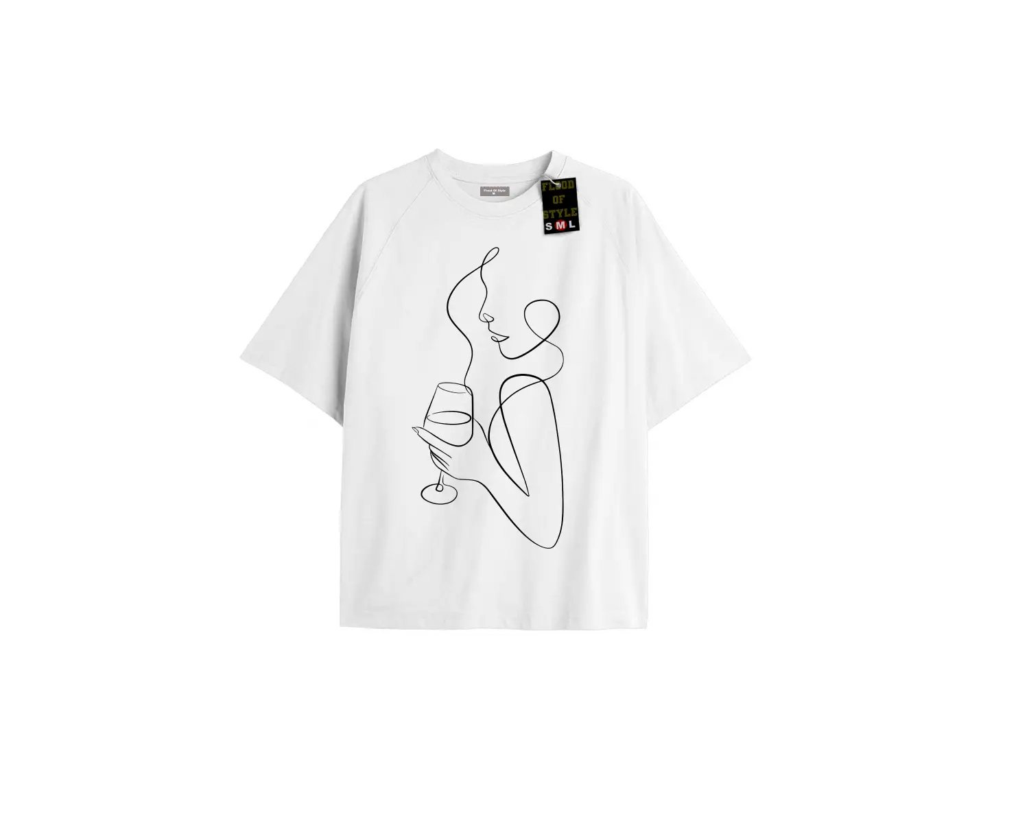 Beyaz Oversize T-shirt yüz baskı çizim Özel tasarım