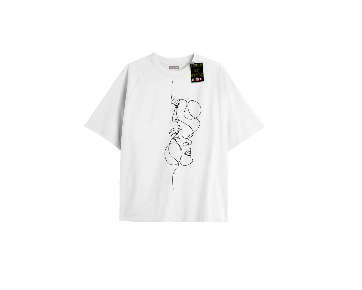 Beyaz Oversize T-shirt yüz çizimi Özel tasarım