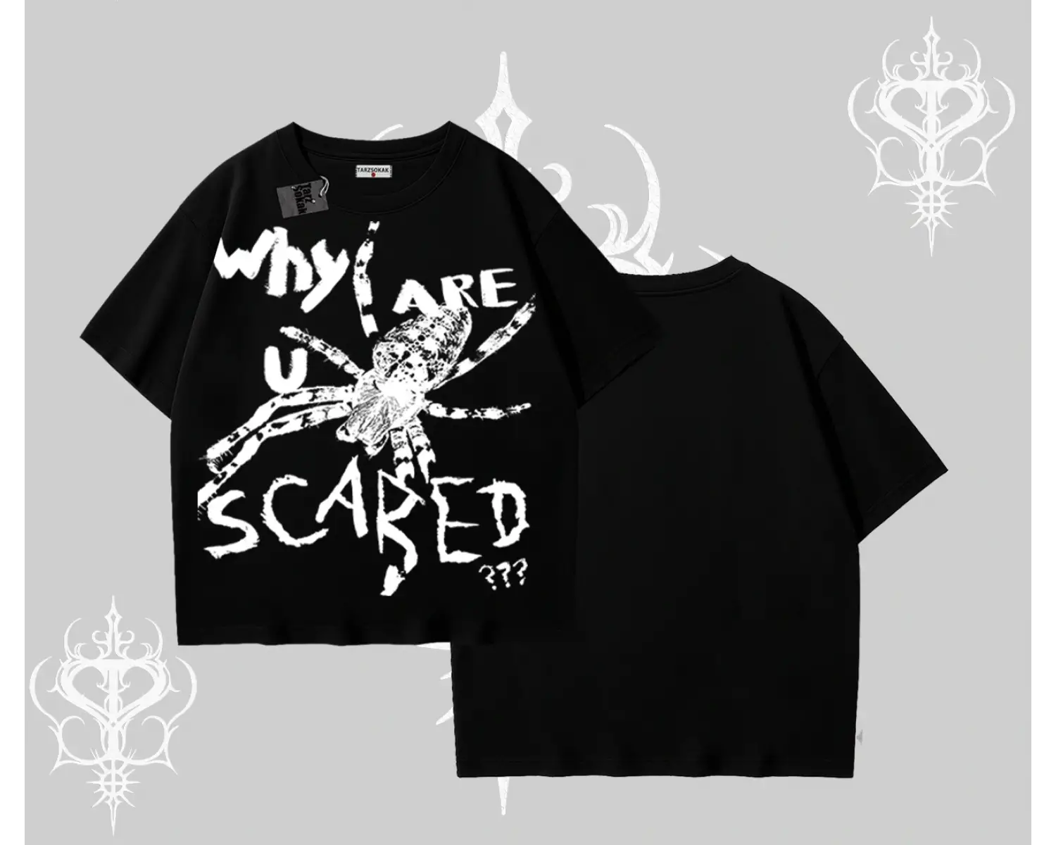 Beyaz Oversize Tişört Why are u Scared