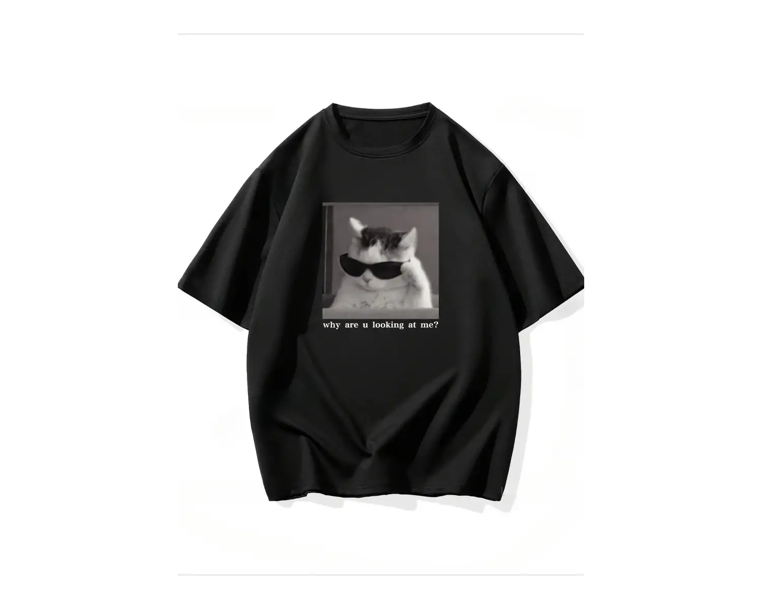 Beyaz Oynak Üç Renkli Yavru Kedi Baskı Gevşek Bisiklet Yaka Üst S