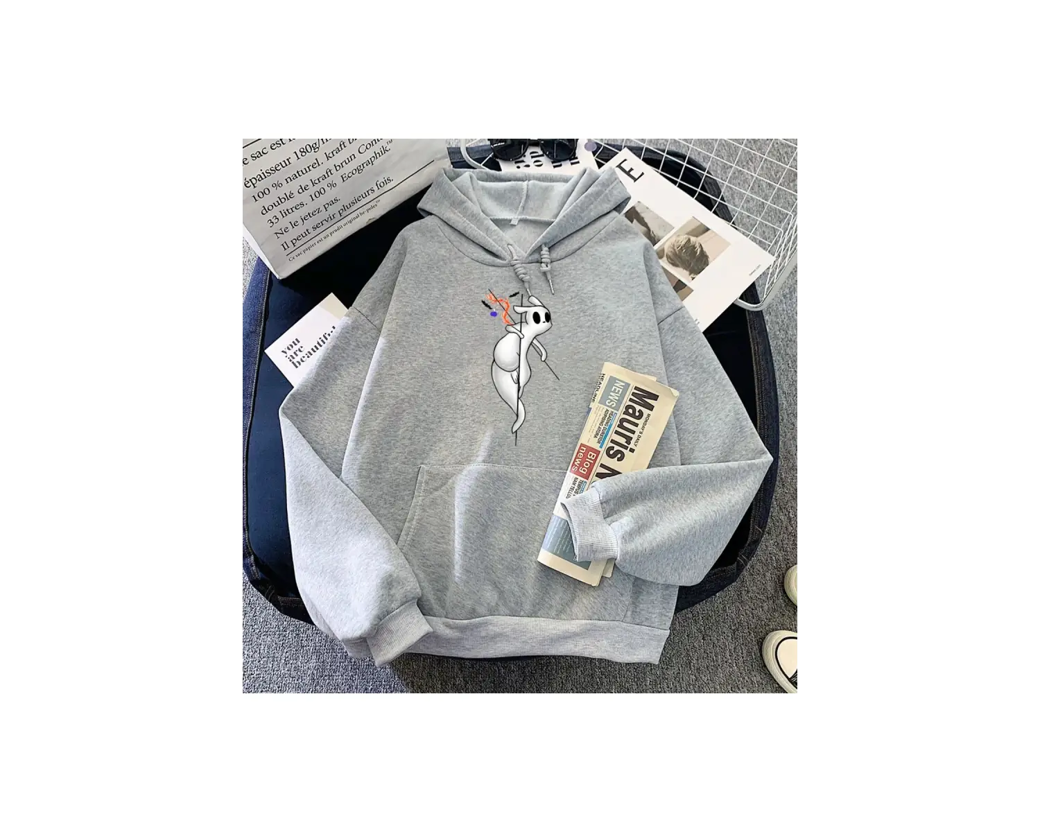 Beyaz Oyun Karikatür Grafik Yağmur DünyaSudaderas Con Capucha