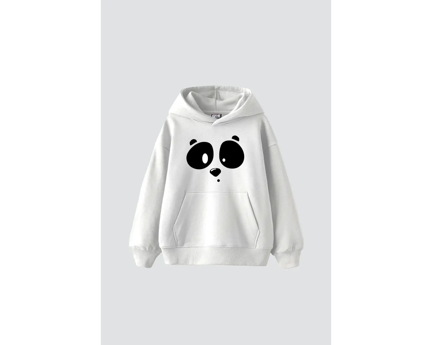 Beyaz Pand Baskılı Oversize Unisex Premium Beyaz