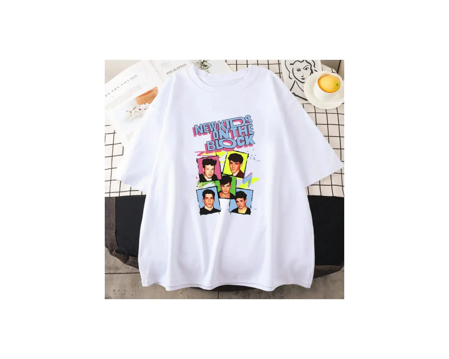 Beyaz Pop müzik NKOTB bant -gömlek yeni çocuklar blok grafik lar/erkekler Tees C