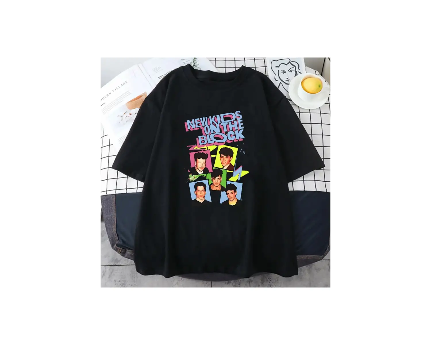 Beyaz Pop müzik NKOTB bant -gömlek yeni çocuklar blok grafik lar/erkekler Tees C