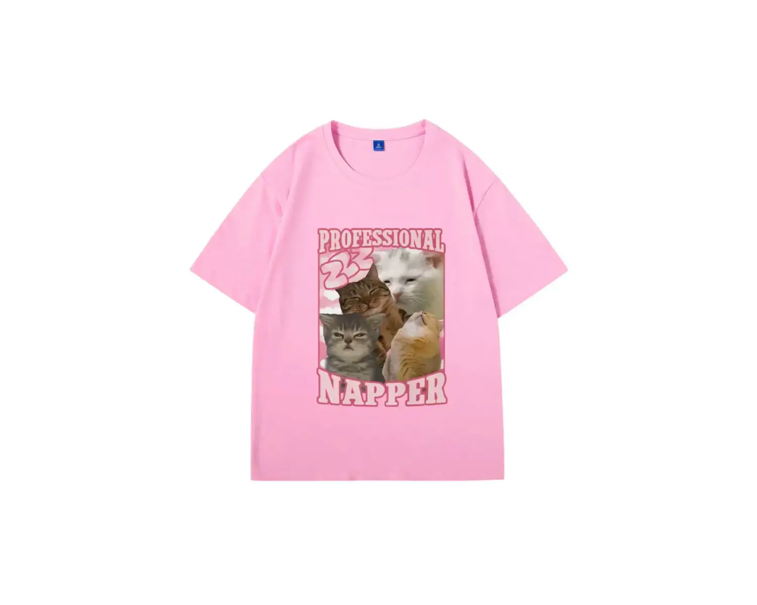 Beyaz Profesyonel Napper Komik Kedi Meme üyük Boy Tshirt Vintage Es
