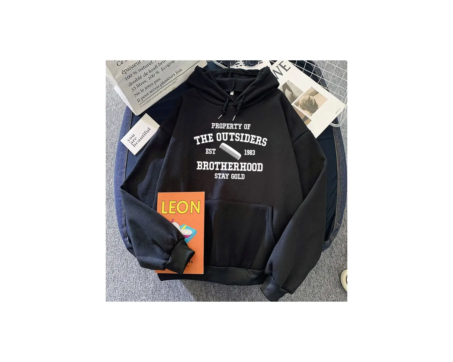 Beyaz Property of The Outsiders Est 1983 Brotherhood Hoodies Stay Gold Letter Printing