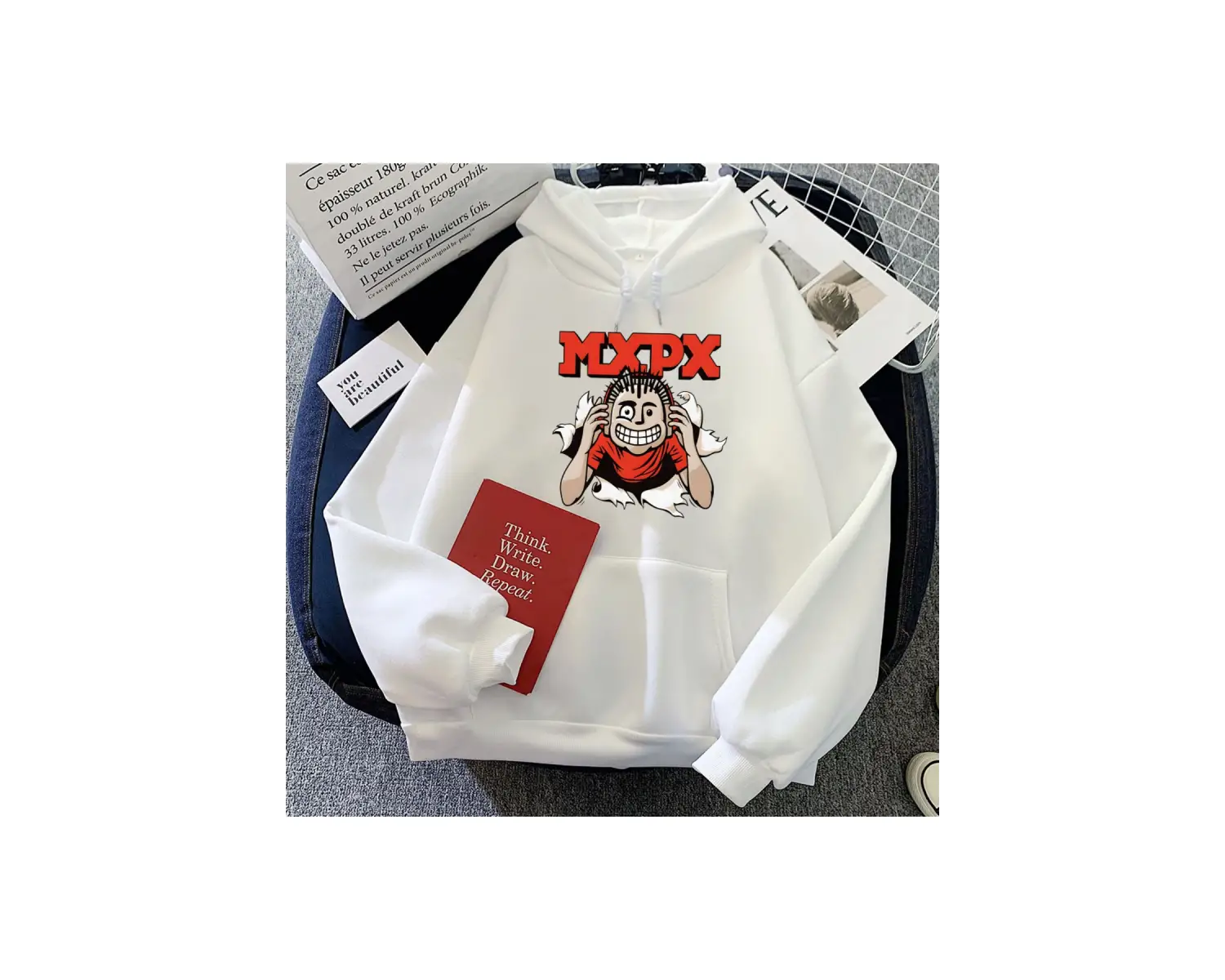 Beyaz Punk Rock Band MxPx Hoodies komik karikatür grafik Winter deras Hip Hop larerke