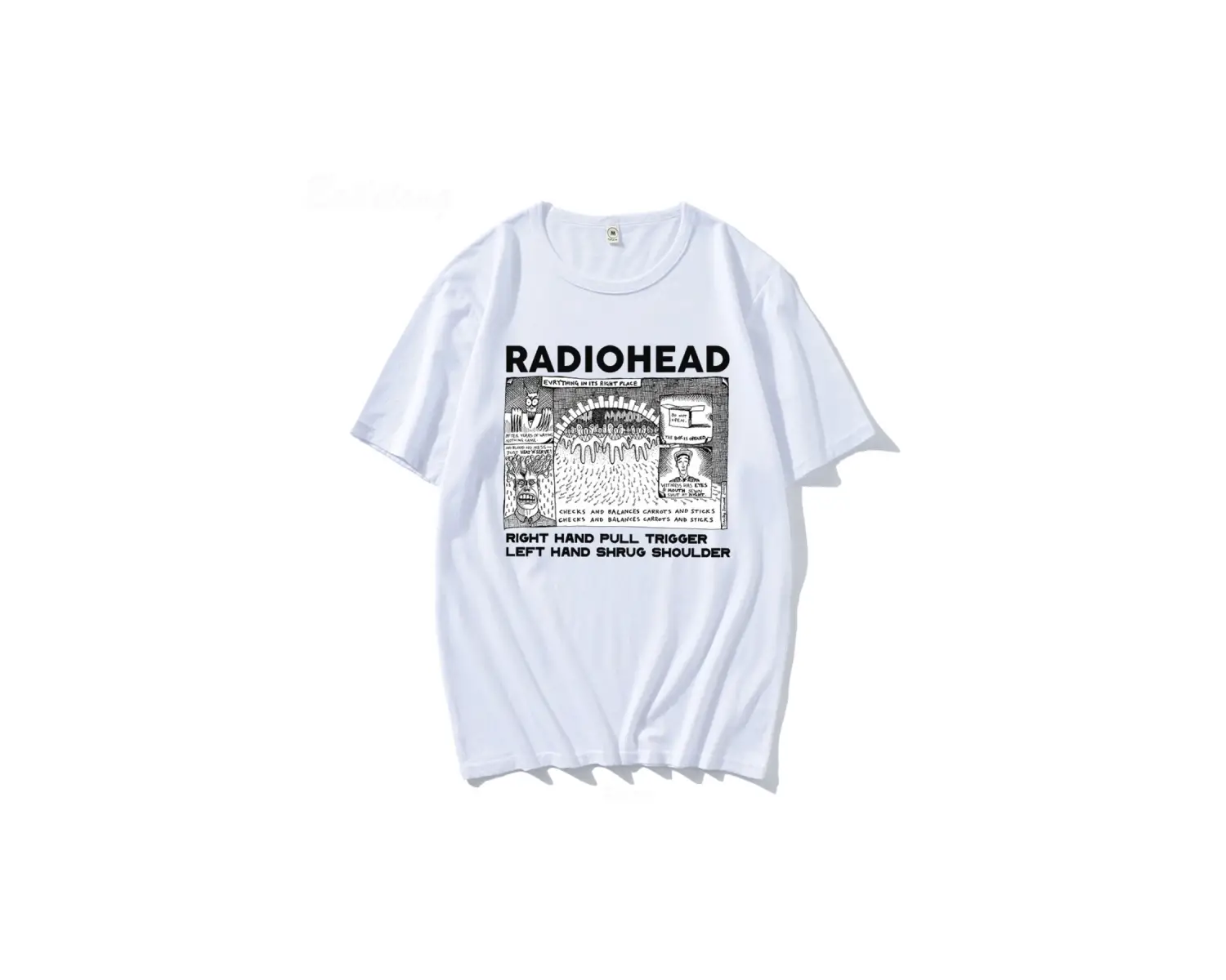 Beyaz Radiohead ler Komik Retro Baskılar Gevşek Nefes Üstleri Unisex T-sh