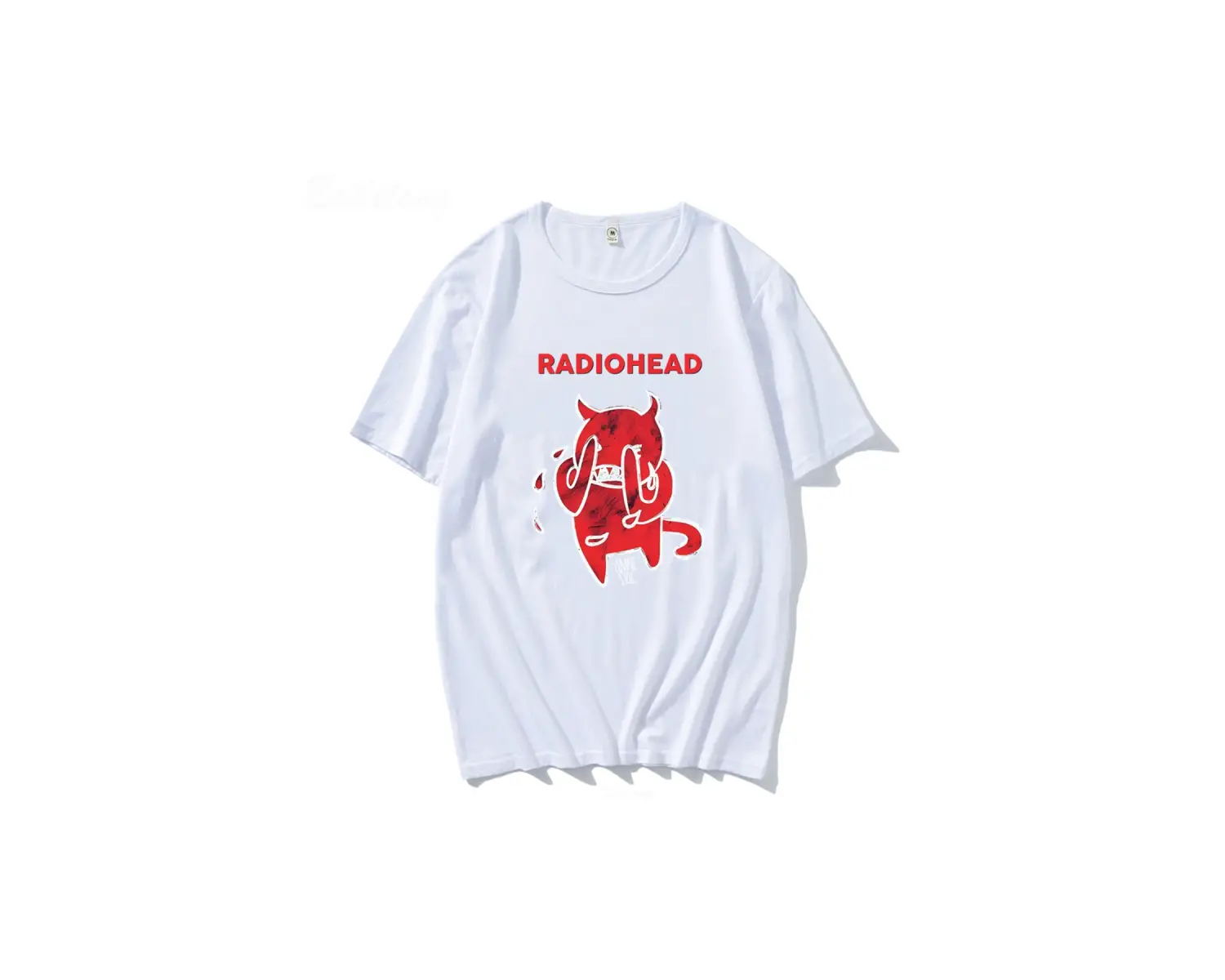 Beyaz Radiohead Sevimli Şeytan Ağlama Tshirt Bant Rock Komik Müzik Albümü Baskı