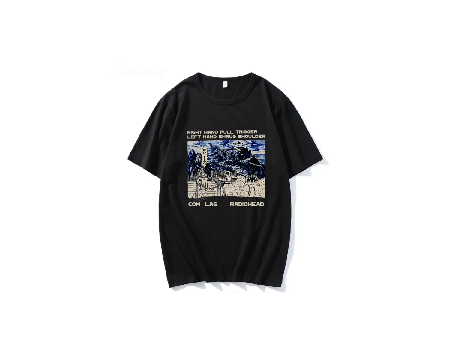 Beyaz Radiohead Tler ve lar Rock Boy Retro Baskılı Gevşek Japonya Istasyonu