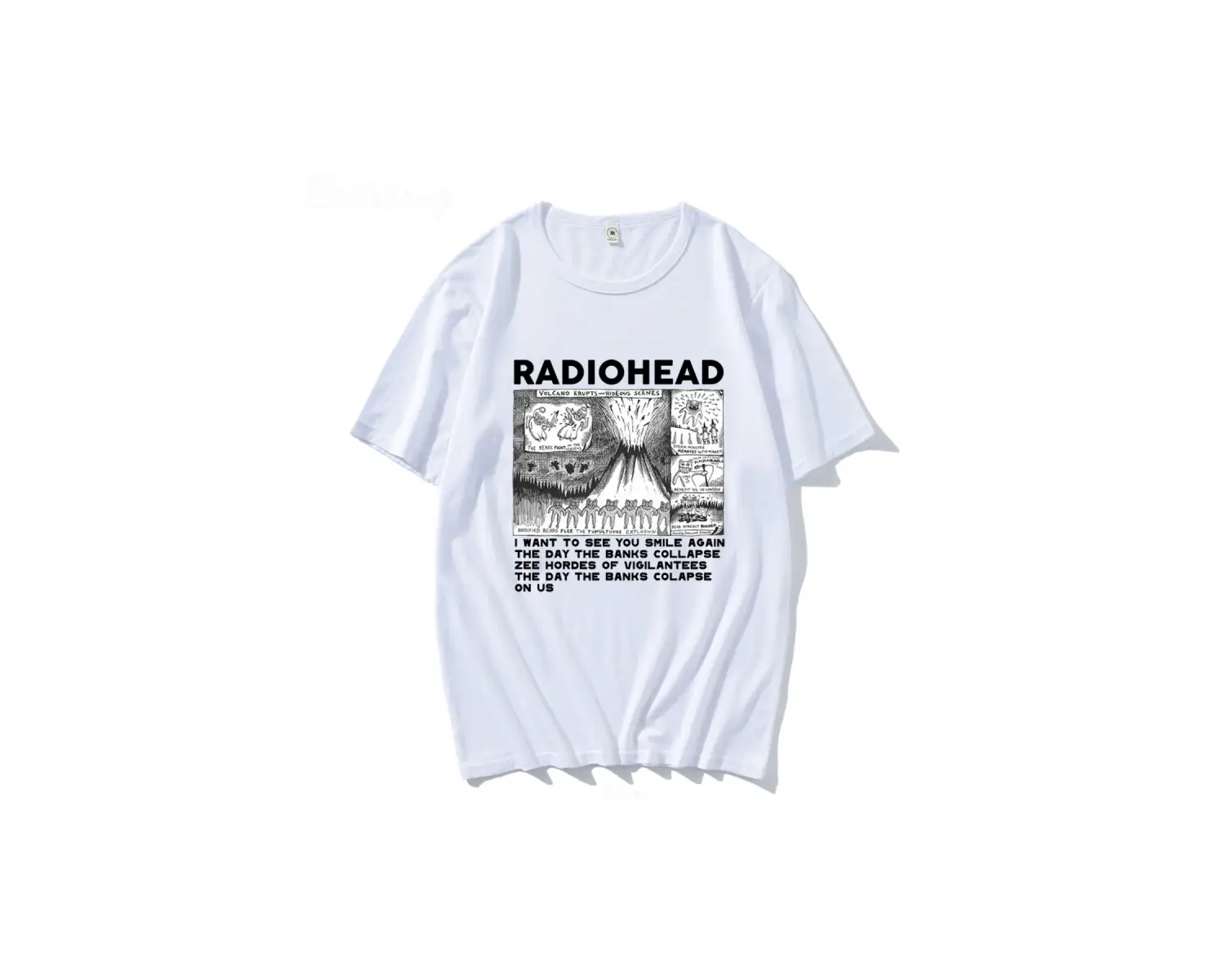 Beyaz Radiohead Vintage Hip Hop Rock Grubu Müzik Hayranları Komik Baskılar e
