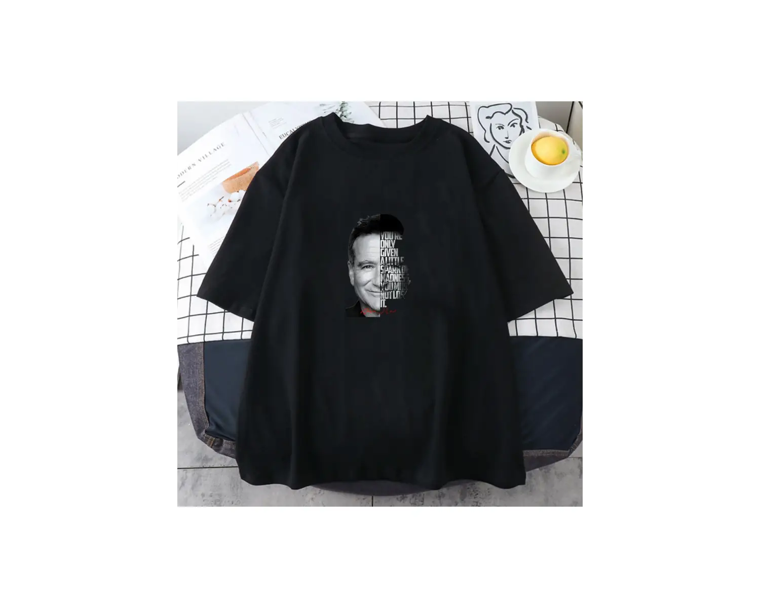 Beyaz Robin Williams aktör Poster grafik baskı estetik -gömlek Tshi