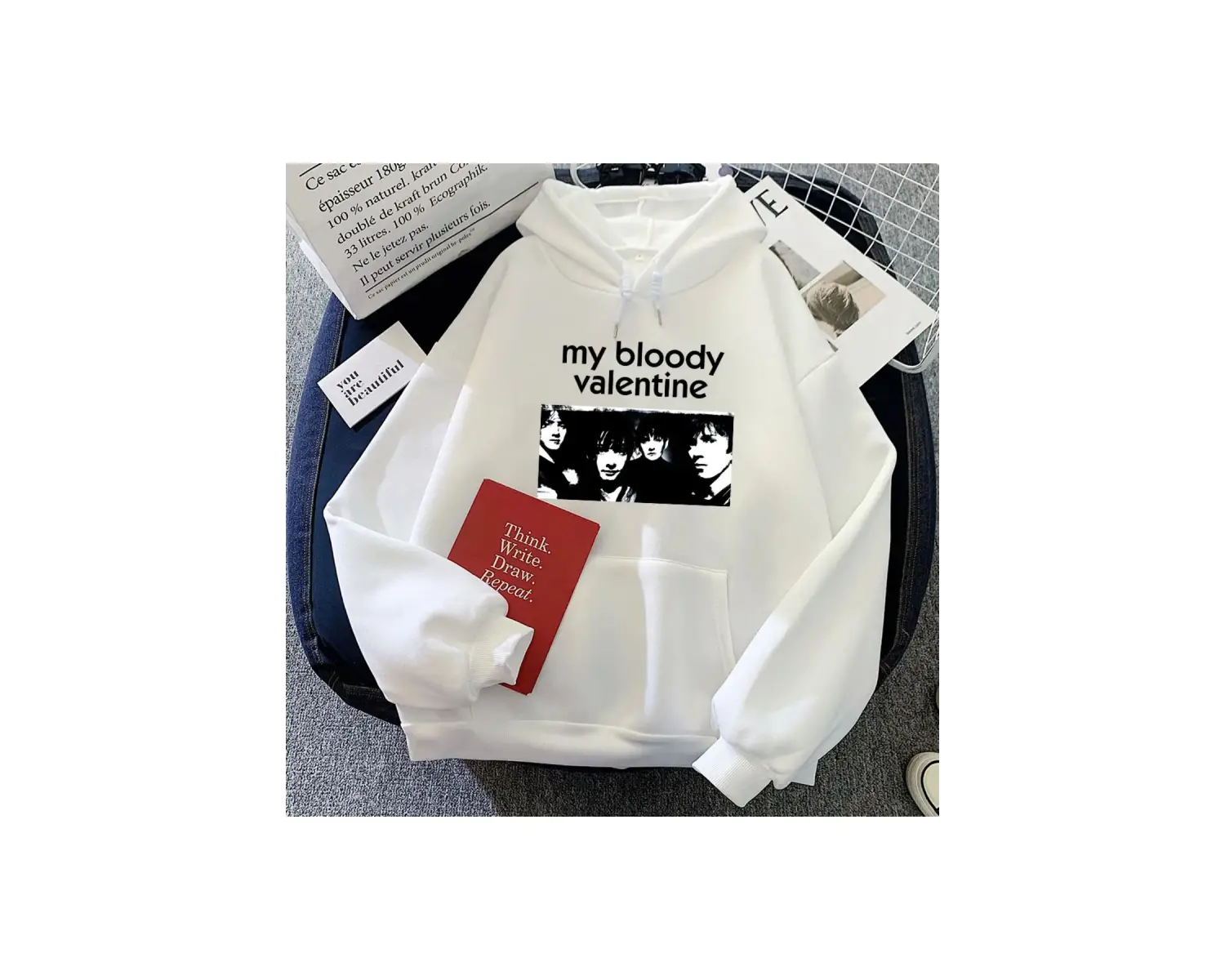 Beyaz Rock Band benim kanlı sevgililer Hoodies Ropa De Mujer Soft