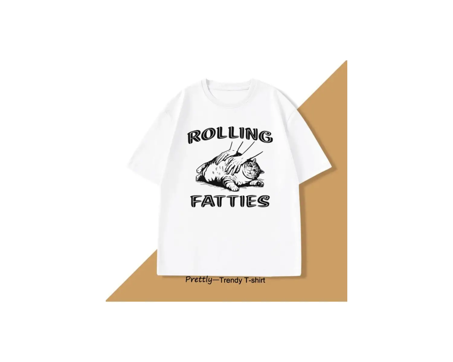 Beyaz Rolling Fatties Kedi leri Komik Kedi Grafik UnhingedKısa K