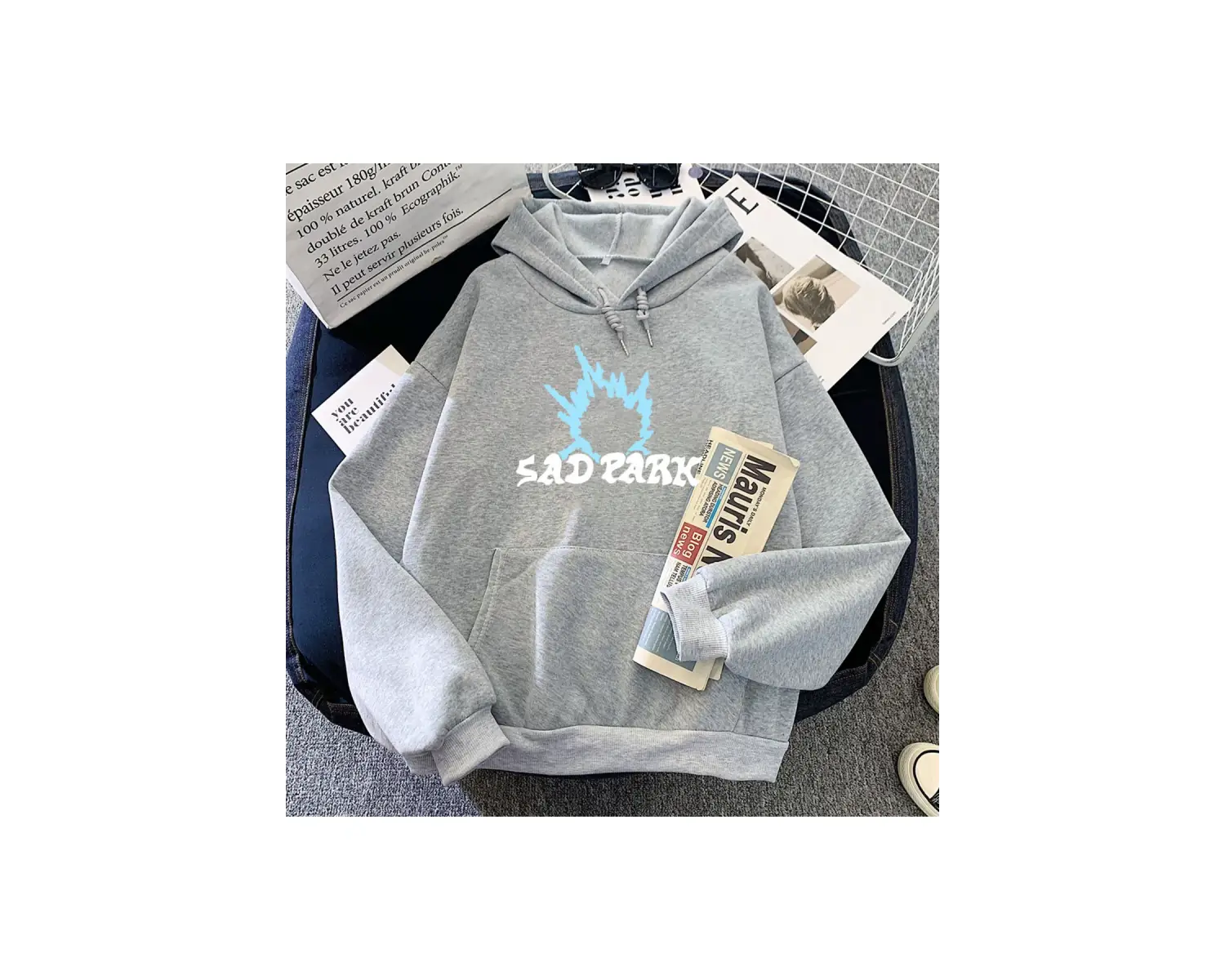 Beyaz Sad Park BandHoodiesUnisex sıcak uzun ko