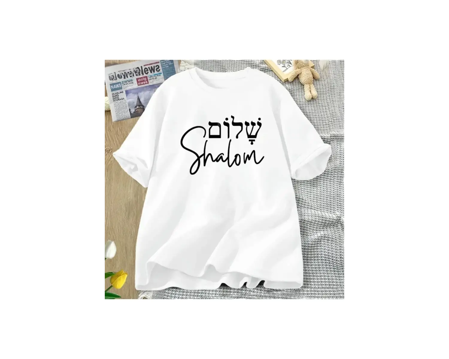 Beyaz Şalom İbranice Yunan Dil Tshirt Barış İsa Mesih Hıristiyan Yahudi T Tees Ka