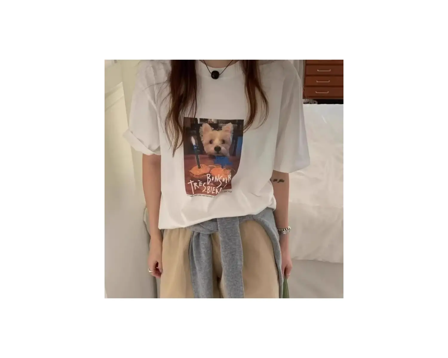 Beyaz sevimli karikatür üstleri anti-aging yaz gündelik grafik yaz