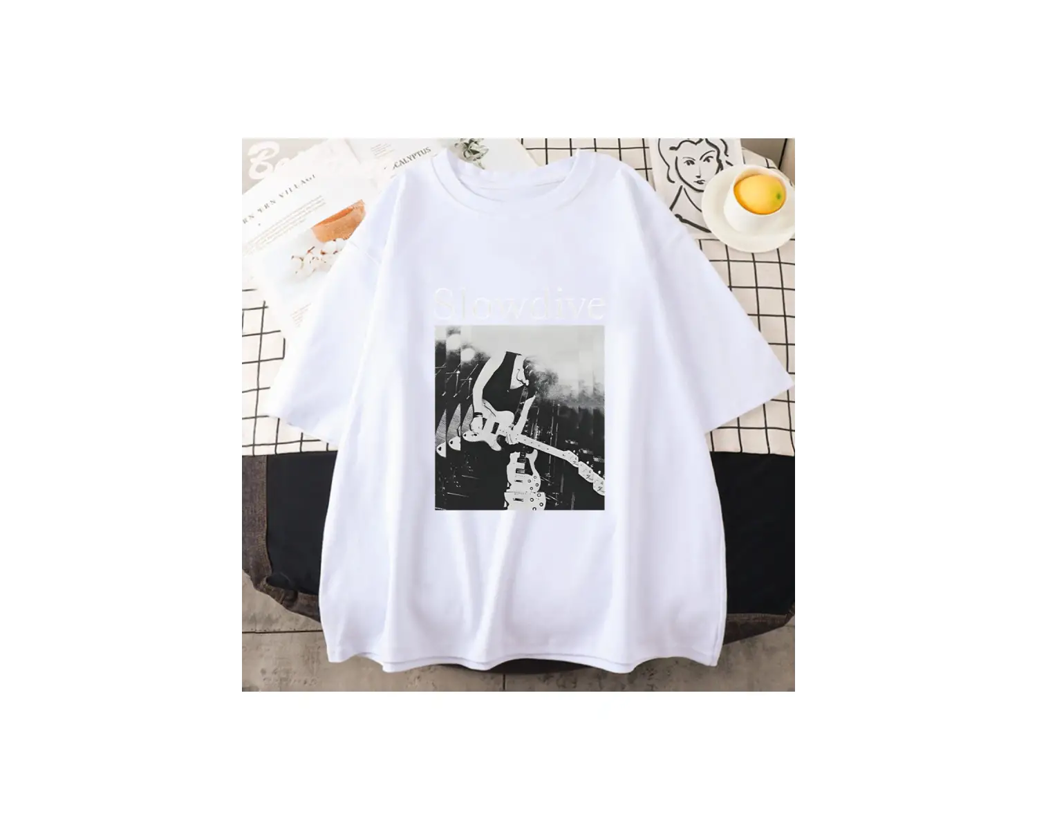 Beyaz Slowdive Anime Yaz Gevşek Hip Hop