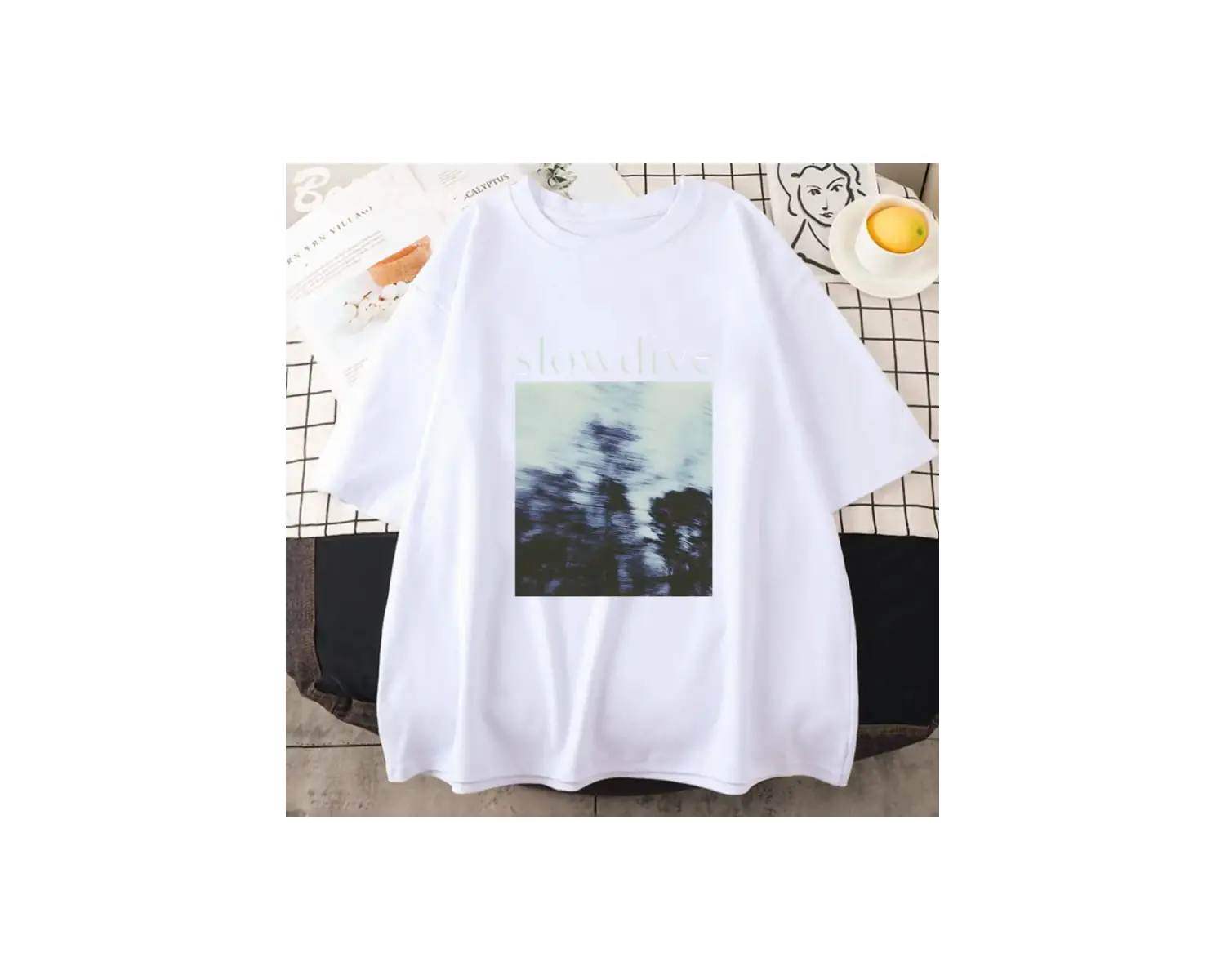 Beyaz Slowdive leri Harajuku Tshirt Vintage El