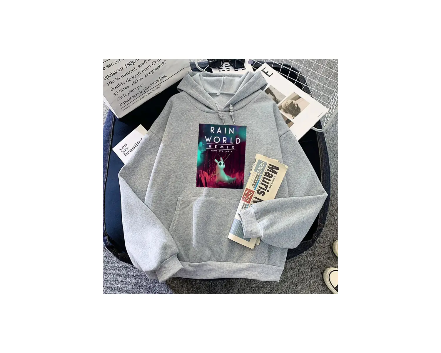 Beyaz Slug kedi oyunu yağmur dünya Hoodies karikatür grafik