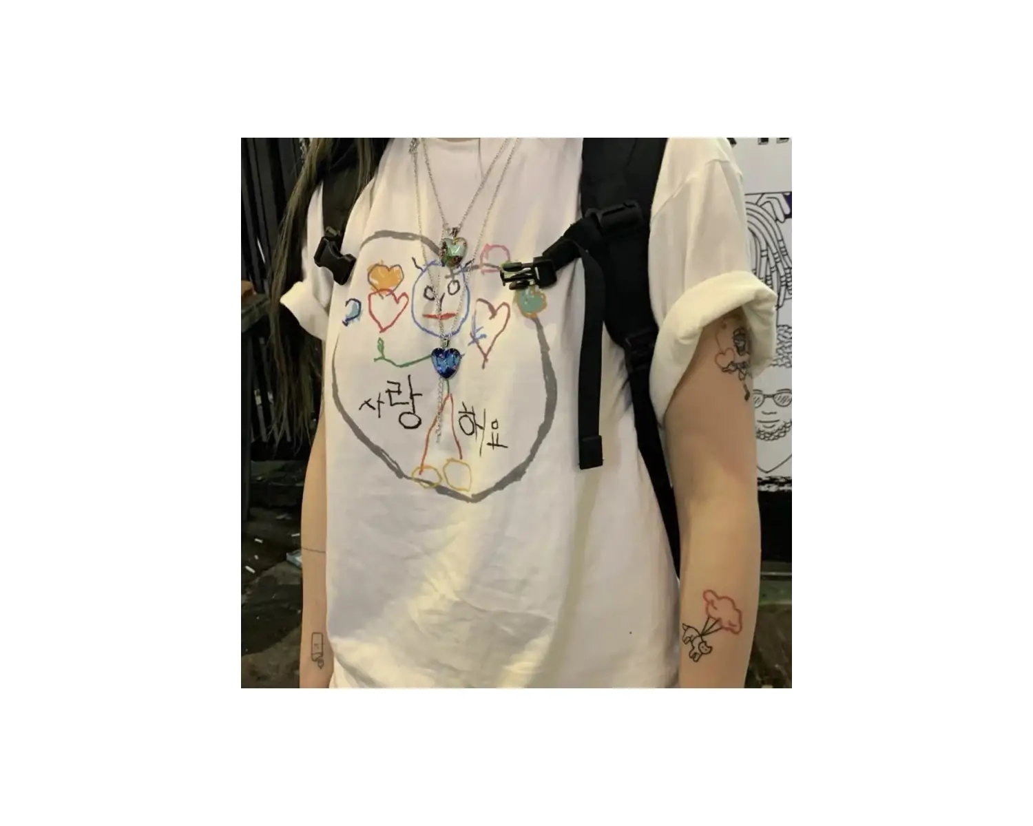 Beyaz Sokak leri Çift Eşleşen Kalp Fiti Kore Metin Baskı Gevşek Fit Yaz Yuvarlak G