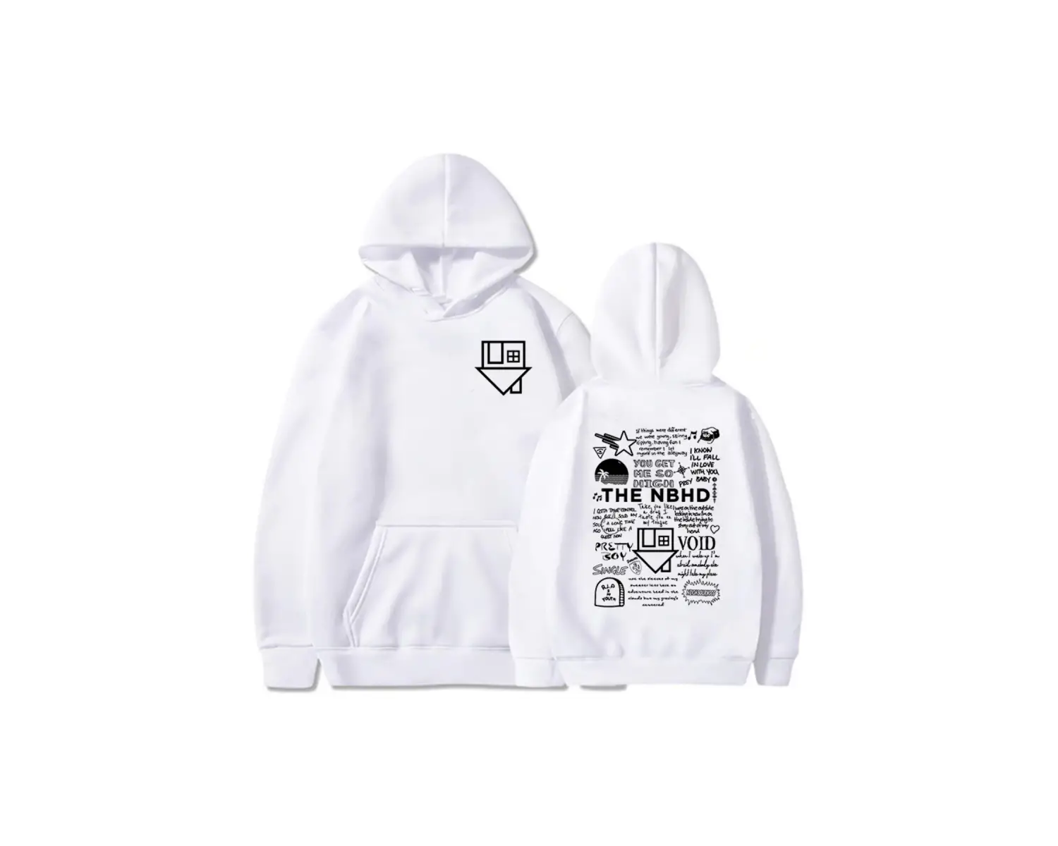 Beyaz Streetweed Unisex Hip Hop Grafik Mahalle NBHD BantSudaderas